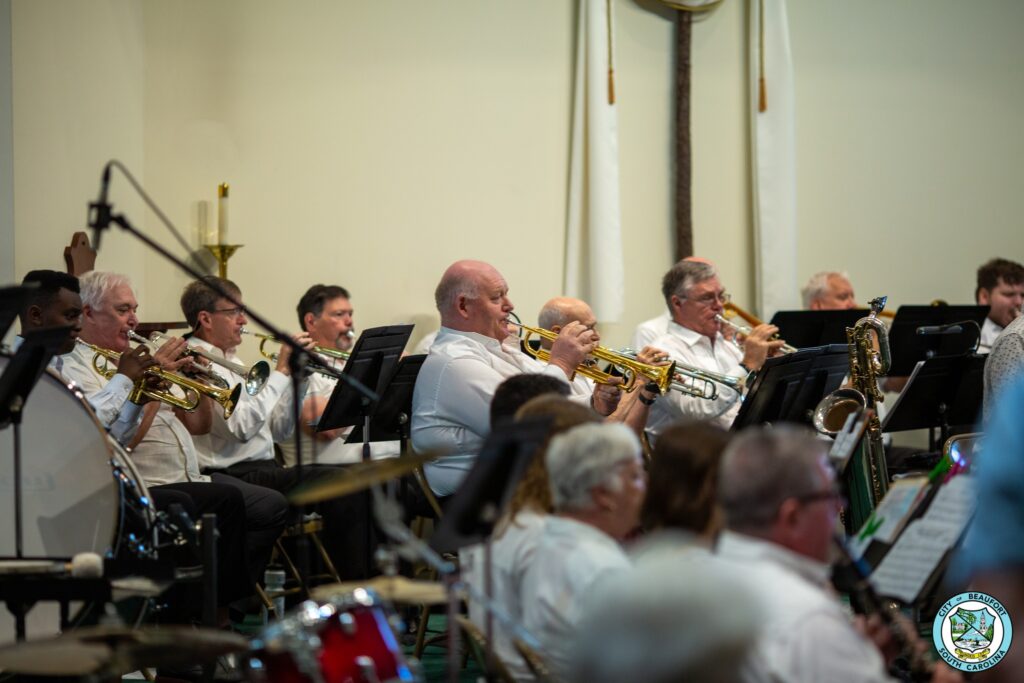 Trumpet players rehearsing before concert